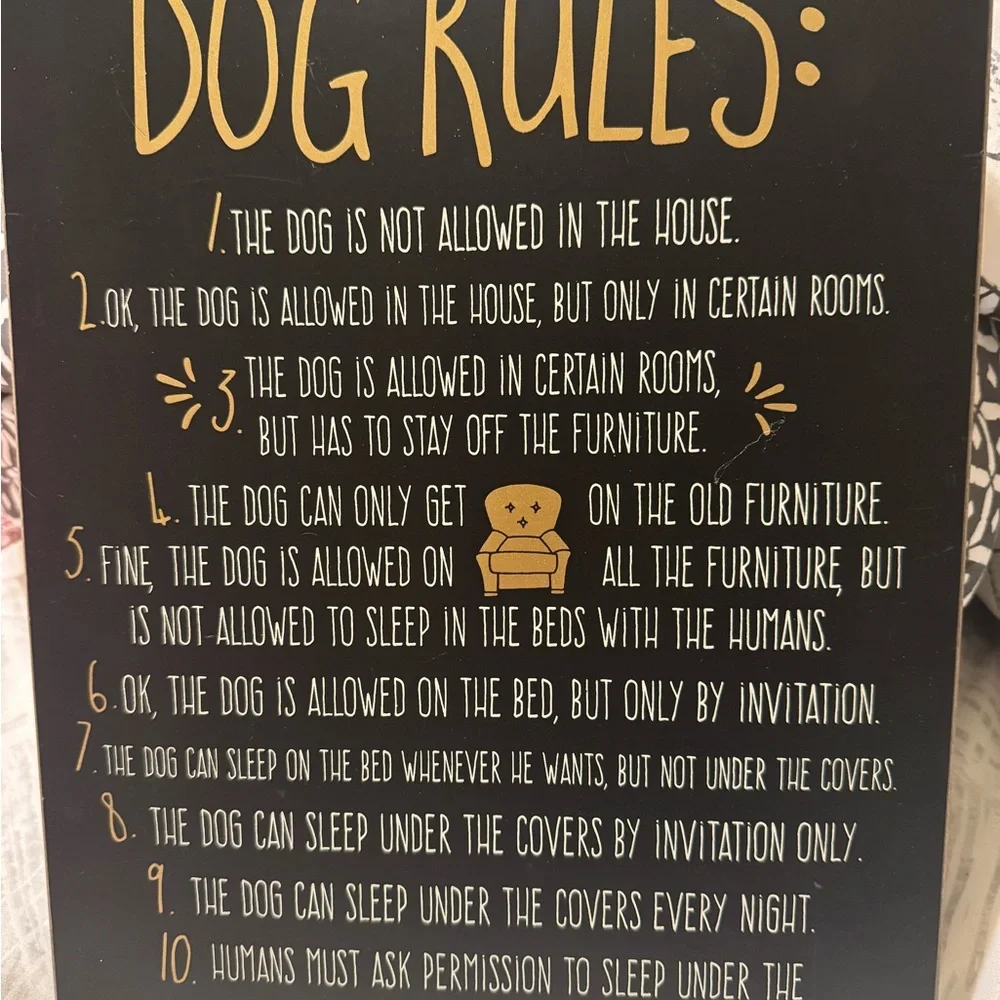 Hobby Lobby Brown and Gold Dog Rules Plaque